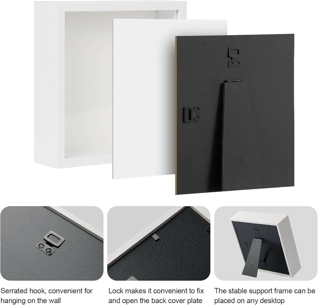 4 Pcs 8x10 Shadow Box Frame-1.96" Deep Keepsake Box 3D Picture Frame/White