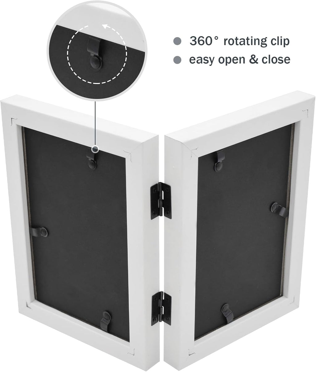 Frametory, 5x7 Double Picture Frame White, 1 Pack