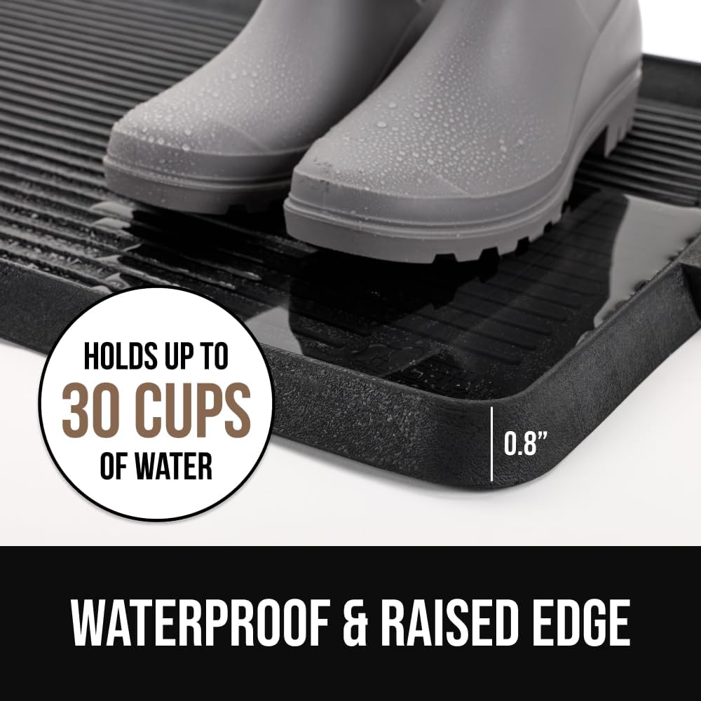 GORILLA GRIP Boot Tray for Shoes, Natural Rubber Door Mat, 48x16 Black