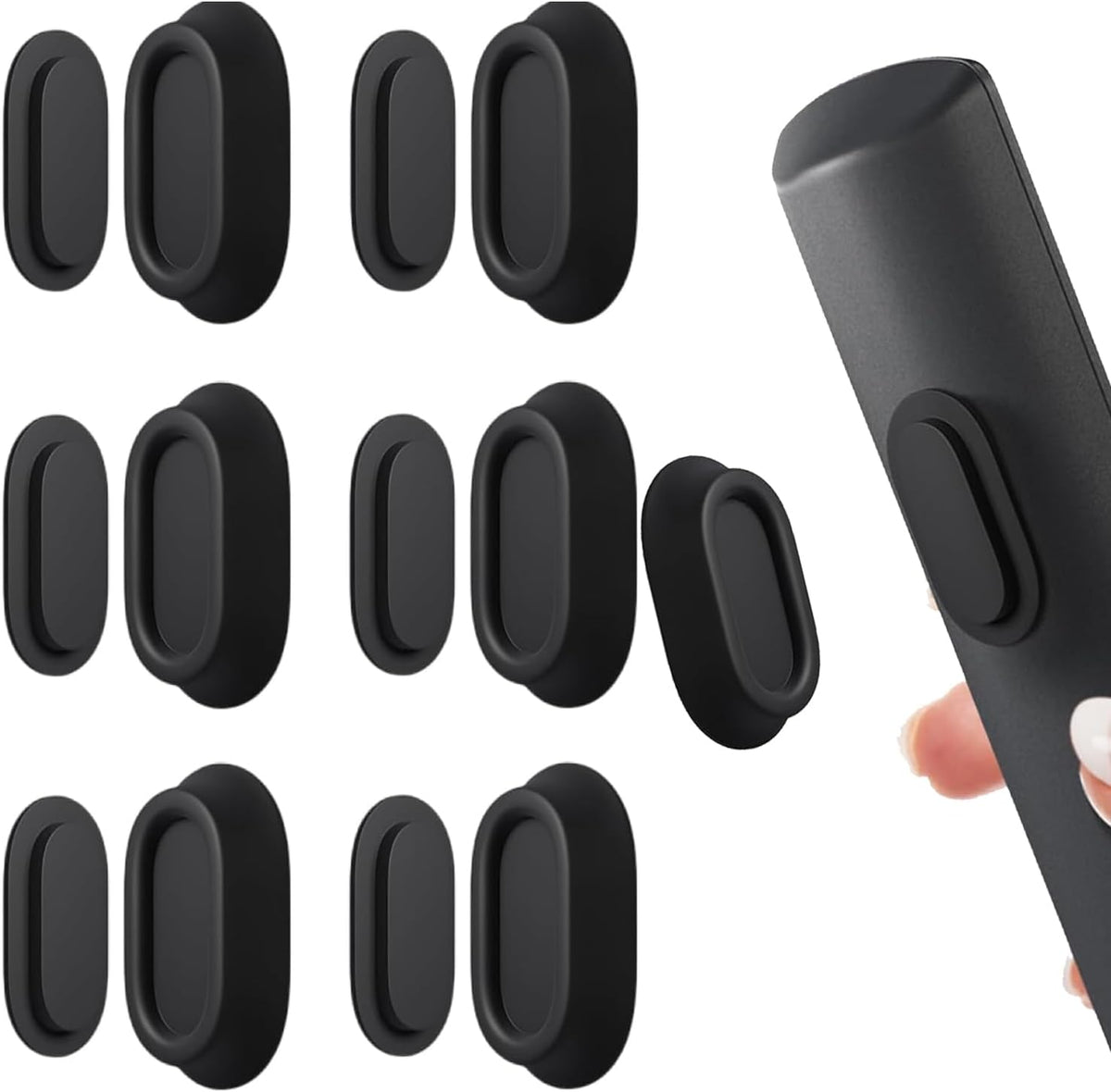 6 Pcs Magnetic Remote Control Holder Wall Mount-No Drill Self-Adhesive Silicone Organizer Storage Wall Holder for Home Office School TV, Fan & Air Conditioner Remote Control (Black)