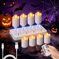 Rechargeable Flameless Tea Lights Candles with Remote Timer, 8 Pack 1.5" x 2.6" LED Candles with Charging Base, Flickering Battery‑Operated Tealights for Home, Wedding, Halloween & Christmas Decor