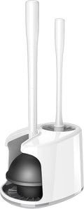 MR.SIGA Toilet Plunger and Brush with Holder for Toilet Cleaning, White