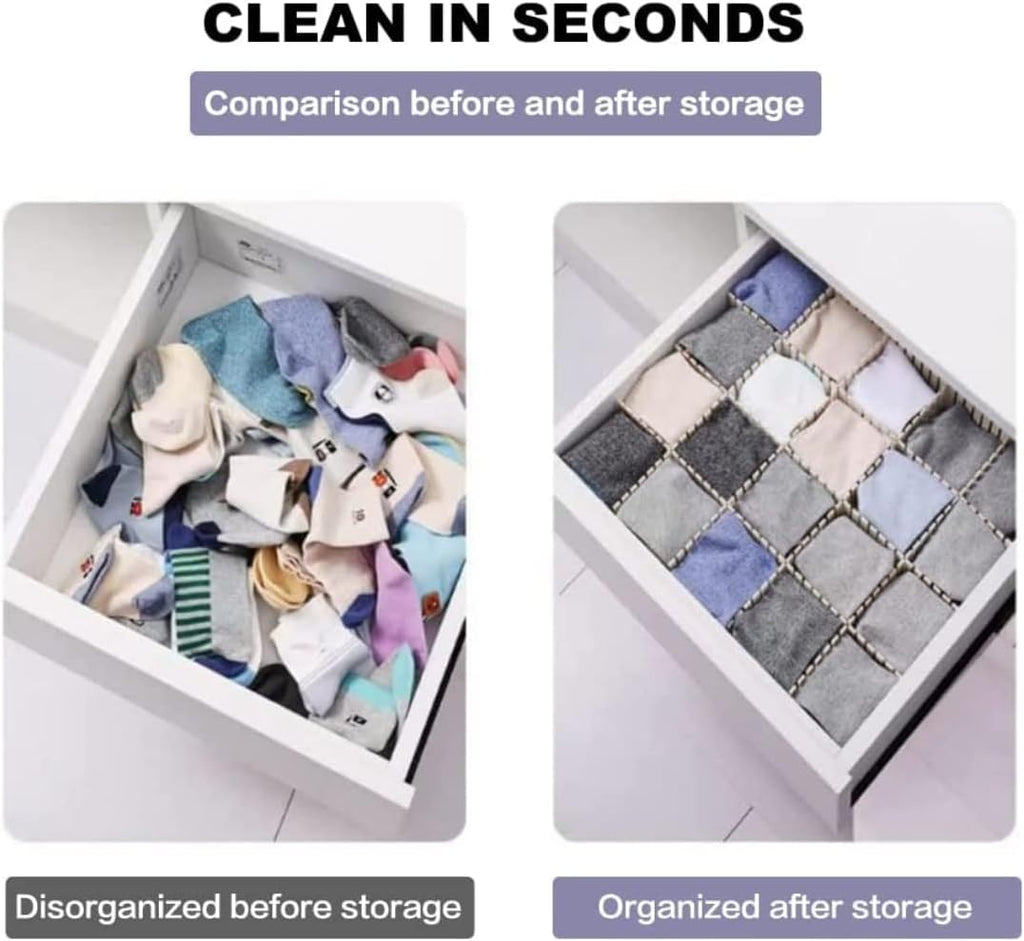 44Pcs Drawer Dividers with Fixing Buckle, Adjustable Drawer Organizer Storage Separator for Clothes, Cutlery, Socks, Underwear, Makeup, Dresser, Kitchen, Bedroom, Office, Bathroom, 14.5 * 2.75in