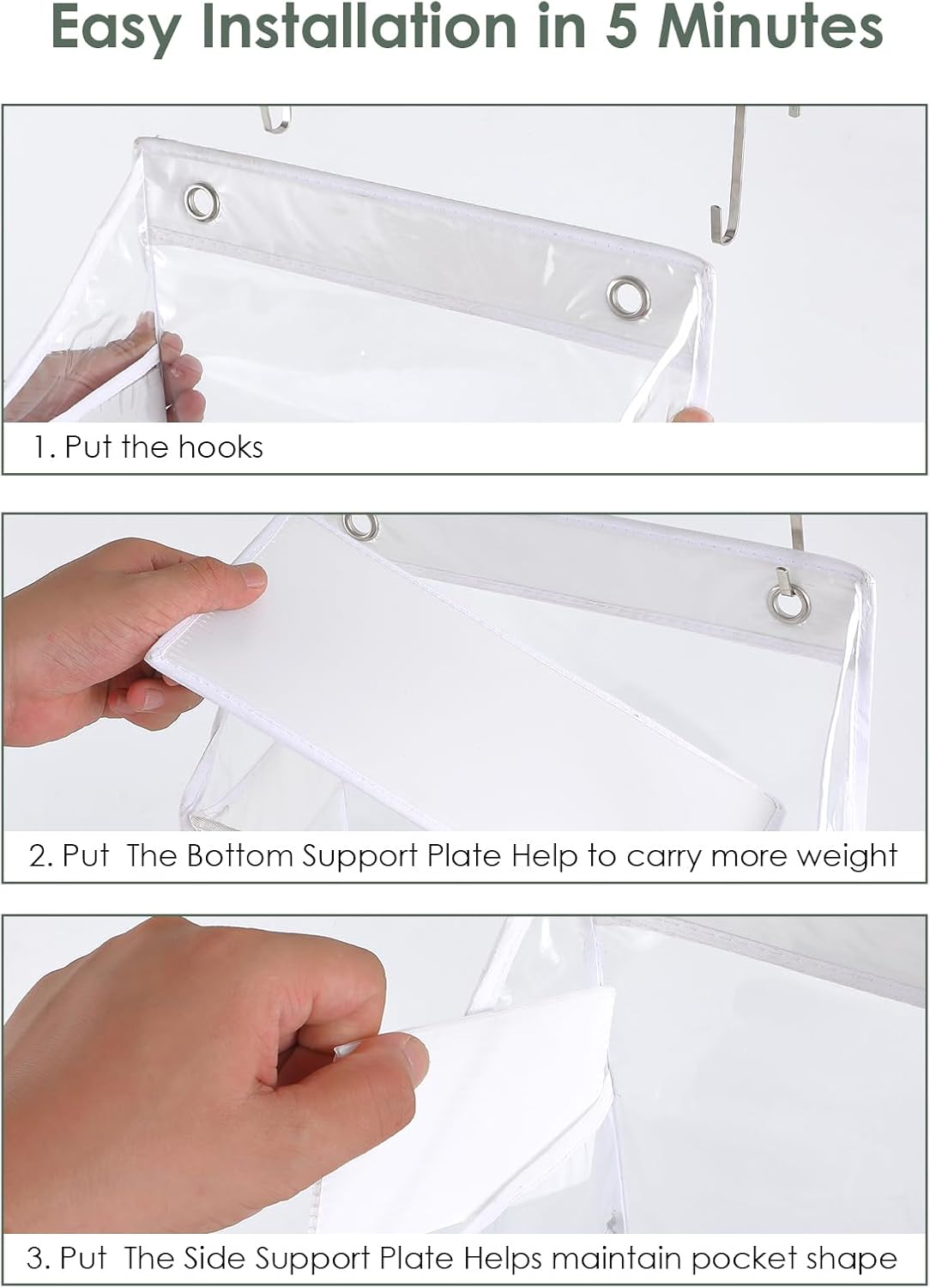 Over The Door Hanging Organizer, Clear Hanging Storage Bag, 5 Shevles Behind Door Organizer for Bedroom, Nursery, Bathroom, Closet, Pantry and Stuffed Animals Storage Holder, 1 Pack