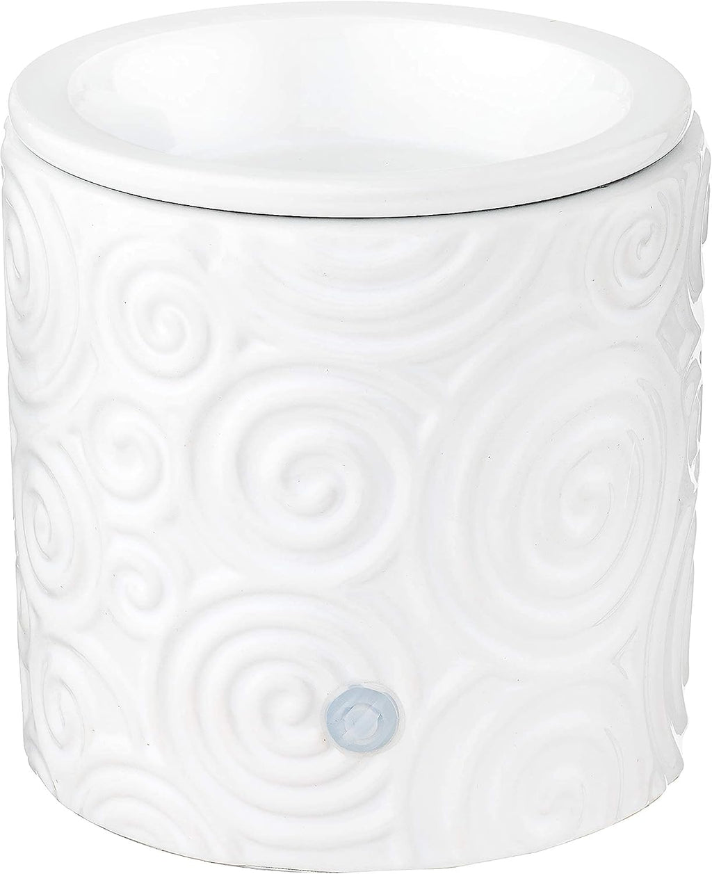 White Swirl Ceramic Candle Warmer Electric with Safety Timer | Automatic Plug in Fragrance Warmer for Scented Wax Melts, Cubes, Tarts | Air Freshener Set for Home Décor, Office, and Gifts