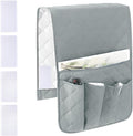 RETON Sofa Armrest Organizer 5 Pockets & 8 Hook‑and‑Loop Fasteners (Gray)