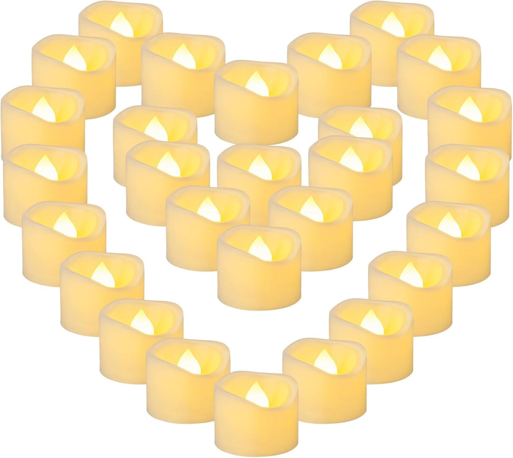 36 Pack 1.5" x 1.2" Tea Light Candles Battery Operated, Flameless Flickering LED Tealight Fake Votive Candles, Outdoor Flicker Electric tealights Bulk for Wedding Halloween Christmas Decorations