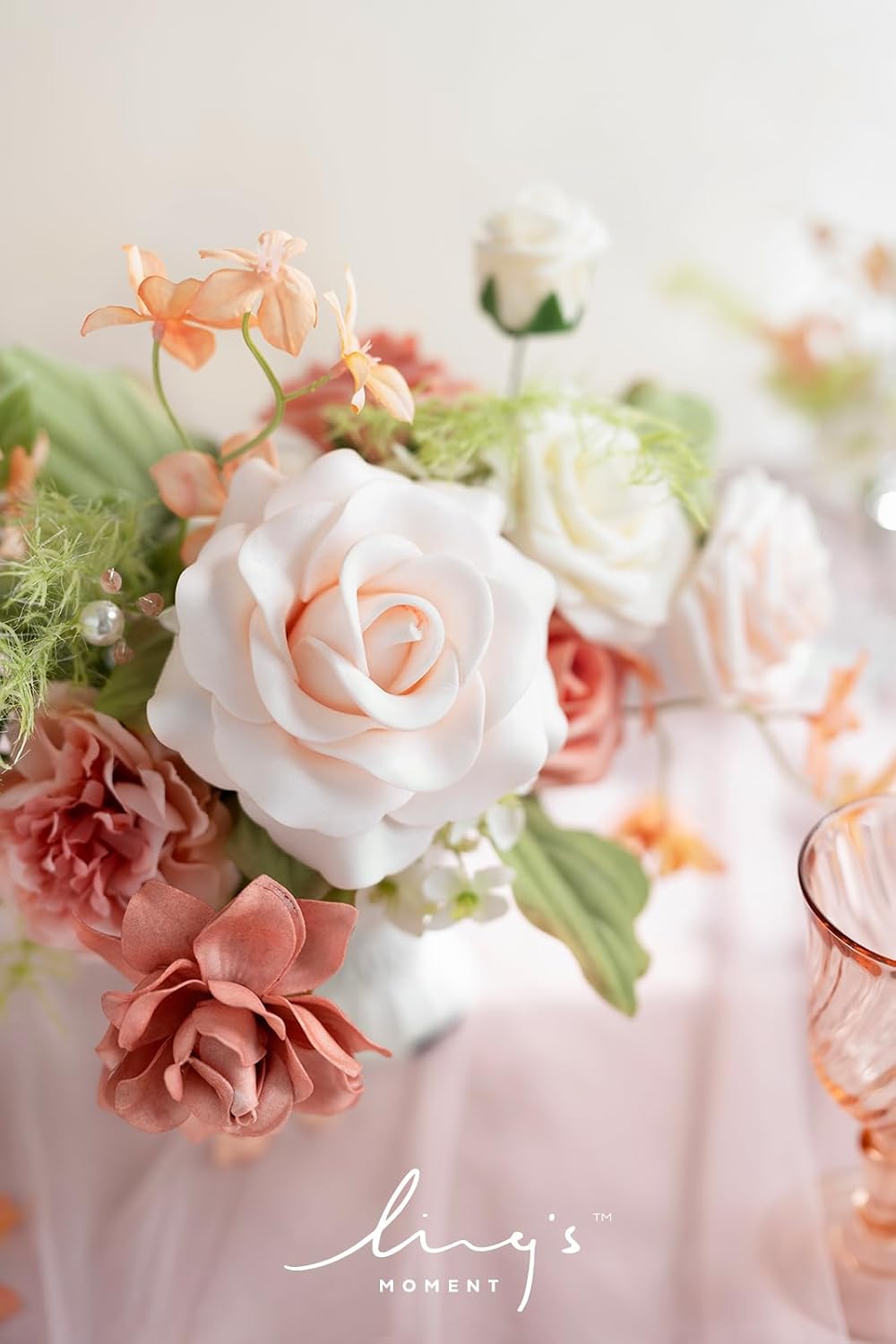 Ling's moment Fake Flowers Box, Garden Blush, Mini Combo