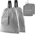2 Pcs Travel Laundry Bags, JHX Dirty Clothes Organizer【Upgraded】with Handles and Aluminum Carabiner, Collapsible Laundry Bag for Travel, Camp, Fitness, and Students（Grey） 24"L x 21"W
