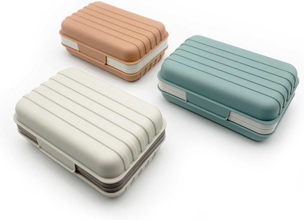 Travel Soap Container, Portable Travel Soap Case with Lid (3pcs 3 Color)