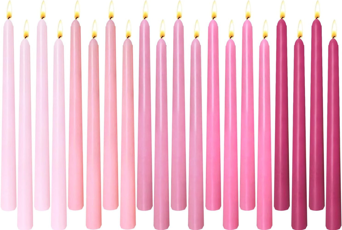 10 Inch Gradient Pink Smooth Taper Candles for Home Decor