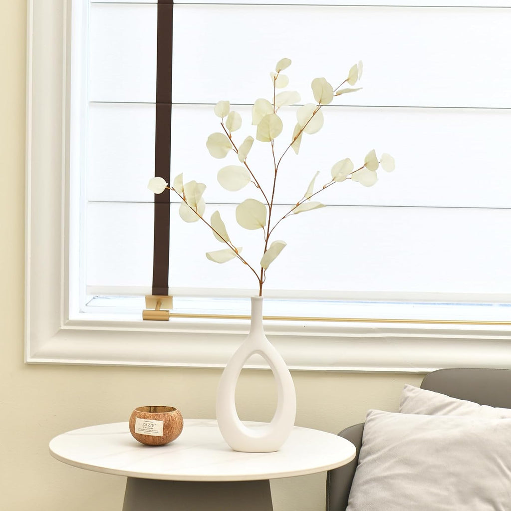 3 PCS 33" Artificial Eucalyptus Stems, Silk Branches for Vase Decor, Cream