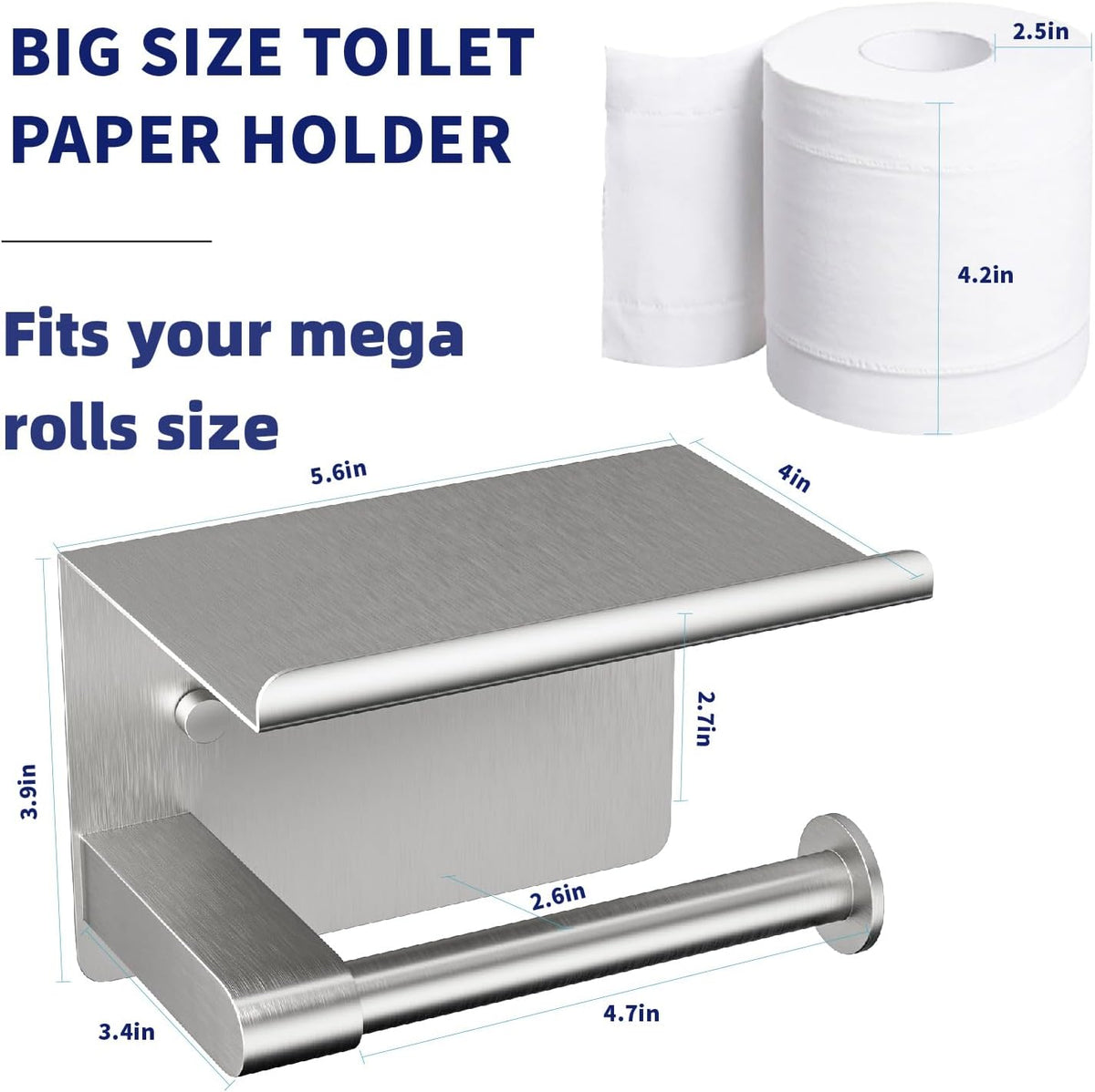 GLNLQ Brushed Nickel Toilet Paper Holder Wall Mount, Fits Mega Rolls Size