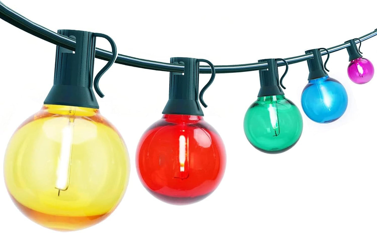 25FT Outdoor String Lights, G40 LED Multicolor Globe, Shatterproof