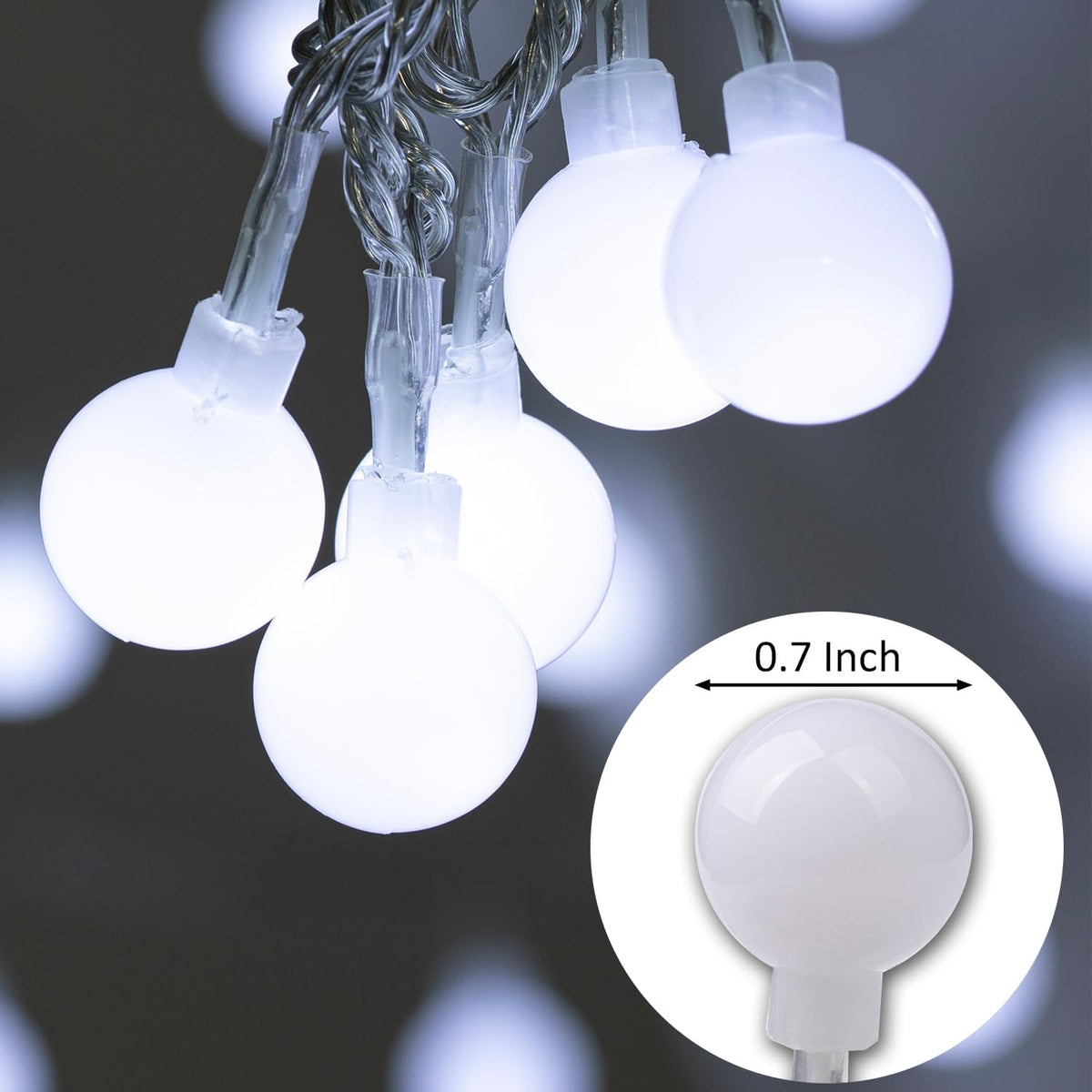 Ogrmar 49FT 100 LED Globe Ball String Lights 8 Modes with Remote White