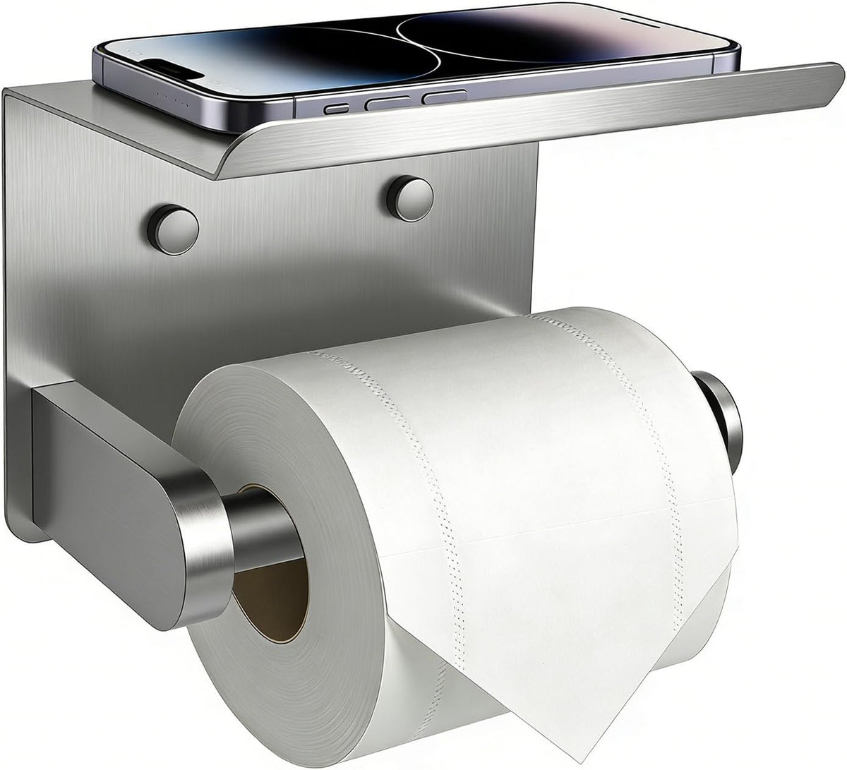 SetSail Toilet Paper Holder with Shelf, Brushed Nickel