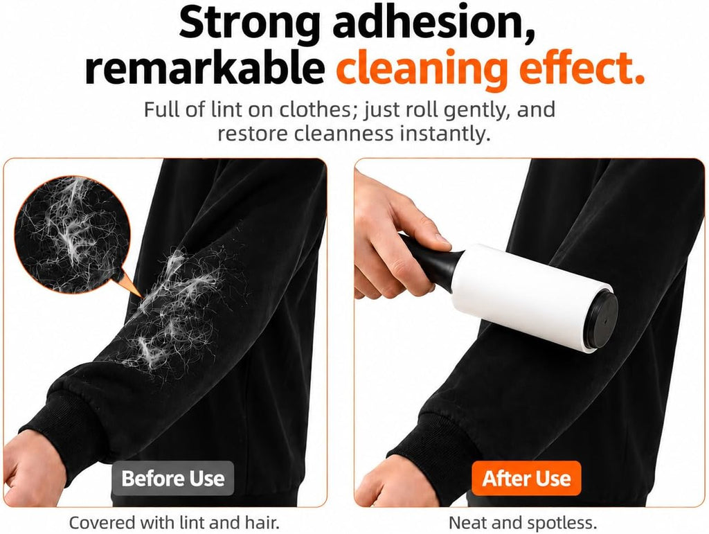 Lint Roller for Pet Hair & Dust Removal – Sticky Portable Lint Remover with 270 Sheets – Reusable Handle for Clothes, Sofa, Furniture, Car & Pet Hair Cleaning – 3 Pack (Black & Pink Combo)