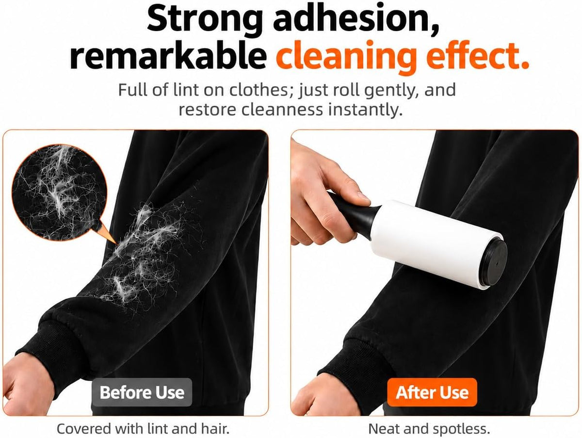 Lint Roller for Pet Hair & Dust Removal – Sticky Portable Lint Remover with 270 Sheets – Reusable Handle for Clothes, Sofa, Furniture, Car & Pet Hair Cleaning – 3 Pack (Black & Pink Combo)