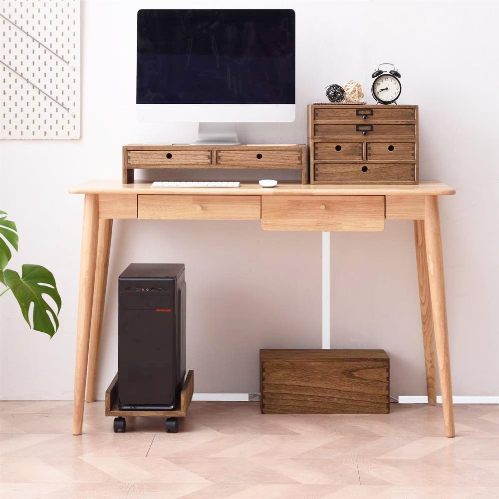 KIRIGEN Wooden Cable Management Box Set of 2, Cord Organizer, Brown