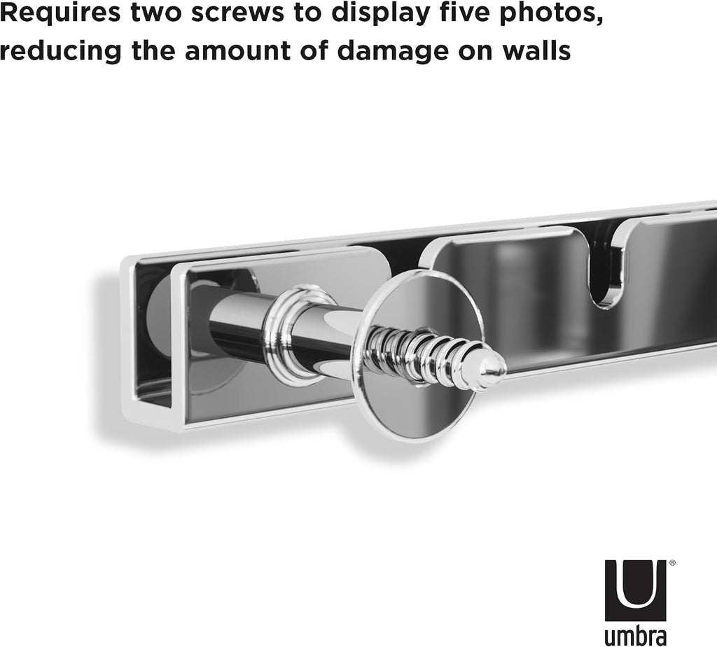 Umbra Exhibit Picture Frame Set, Adjustable Wall Mount, Set of 5, Chrome