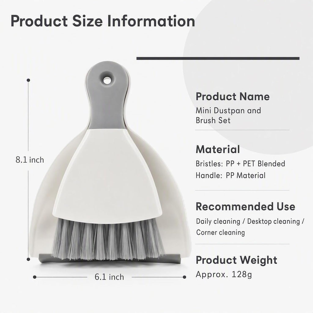 GeeRic Mini Dustpan and Brush Set, Dust Pan Broom Gray
