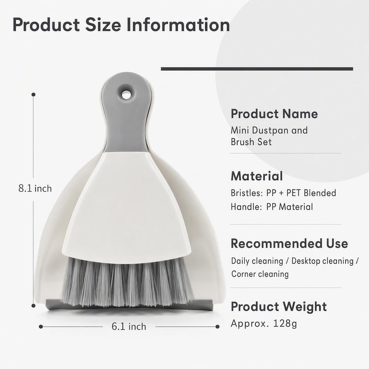 GeeRic Mini Dustpan and Brush Set, Dust Pan Broom Gray