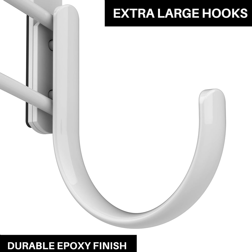 LYNK Professional® Home™ Over the Door Hooks - 5 Hook – Over the Door Coat Rack - Over the Door Hanger - Hanging Towels or Clothes - Bathroom, Bedroom, Laundry Room - Lifetime Ltd. Warranty, White