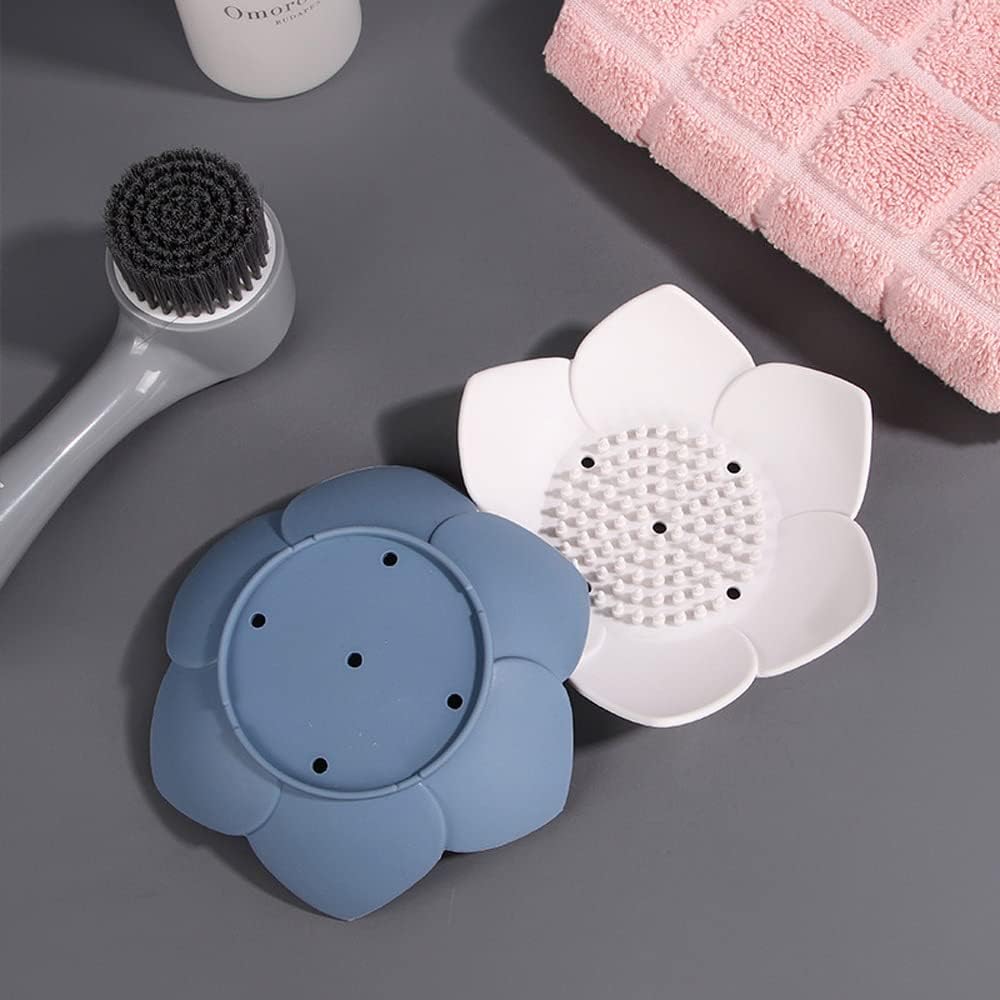4 Pack Silicone Soap Tray Dishes Soap Holder Saver Draining Bathroom Shower Sink Bathtub