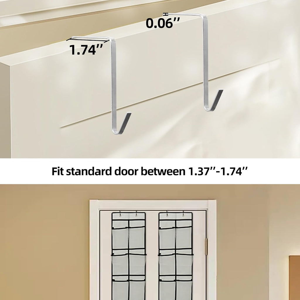 PVWSG Over The Door Shoe Organizer, 14 Large Mesh Pockets Hanging Shoe Rack for Closet Organizers and Storage, Gray, 2-pack (gray)