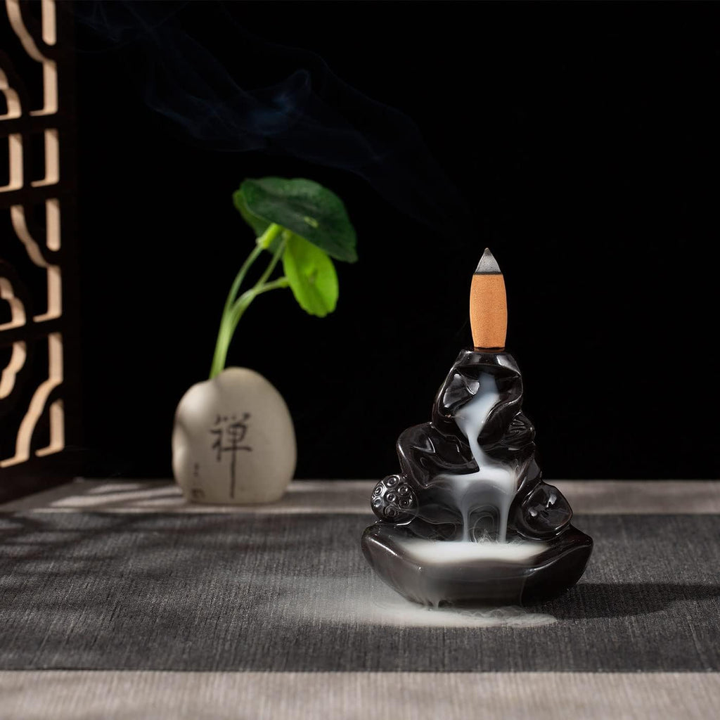 120 Pcs Large Backflow Incense Cones, 4 Mixed Natural Incense Waterfall, Sandalwood Rose Lavender Sakura for Backflow Incense Burner, Relaxation Meditation Yoga Gift
