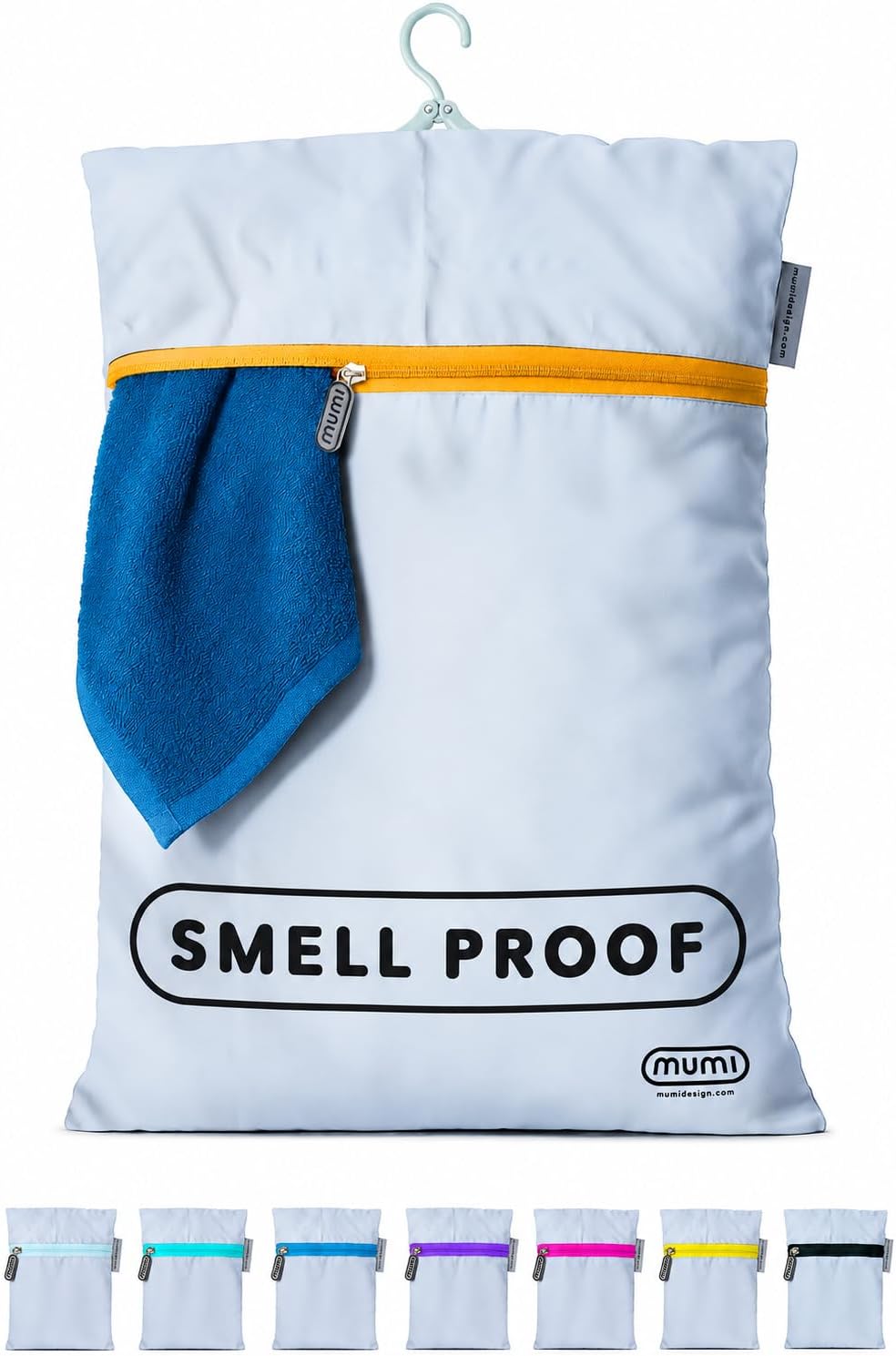 MUMI Smell-Proof Travel Laundry Bag with Folding Hanger, Orange