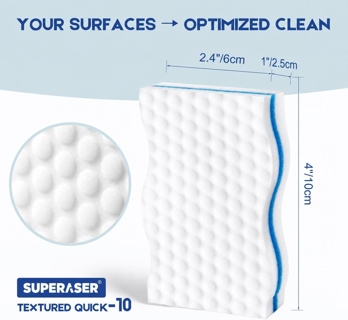 Magic Sponge Eraser, Tex-10 Scrub Melamine Sponges, 10 Pack