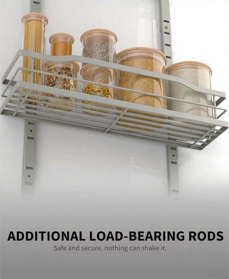 Moforoco Grey 9-Tier Over The Door Pantry Organizer, Pantry Organization and Storage, Black Hanging Basket Wall Spice Rack Seasoning Shelves