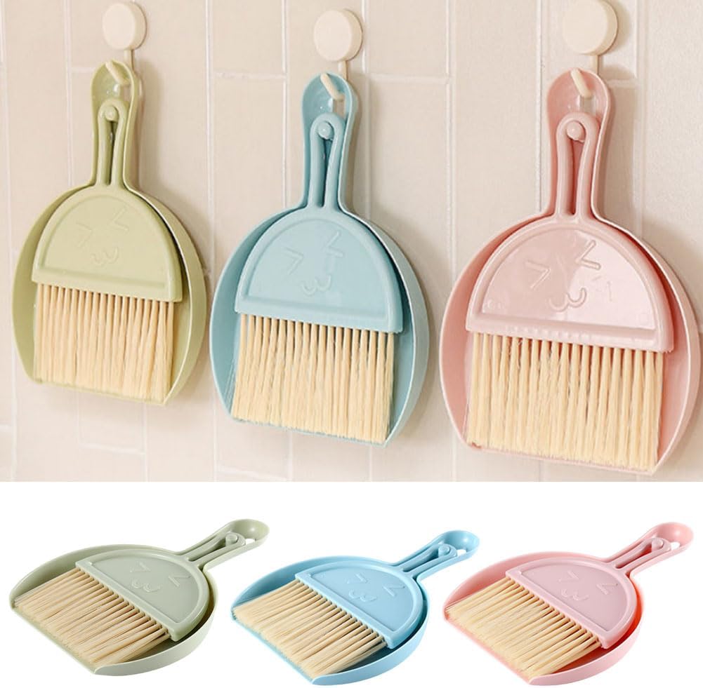 Mini Broom and Dustpan with Hanging Hook Set for Home Car Kitchen Table