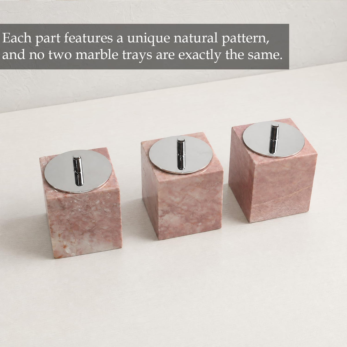 Marble Canisters QTip & Pink Marble Cotton Swab Holder with Lid