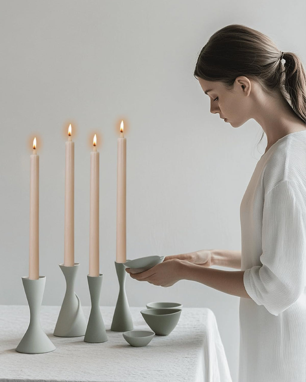 Sahara Beige Taper Candles Ribbed Dripless Tapered Candles Ideal as Dinner Candle Smokeless and Unscented Candle Sticks Long Burning,10.5 inch,Set of 12