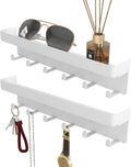 2 Pcs Wall Key Holder Rustic Key & Mail Organizer Adhesive Key Hook, White