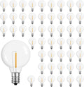 G40 LED String Light Bulbs,1.57 Inch Plastic LED Globe Patio Bulbs for Outdoor String Lights, E12 Candelabra Socket Base,1 Watt Equvalent to 5Watt Incandescent Bulbs,Warm White, 50Pack