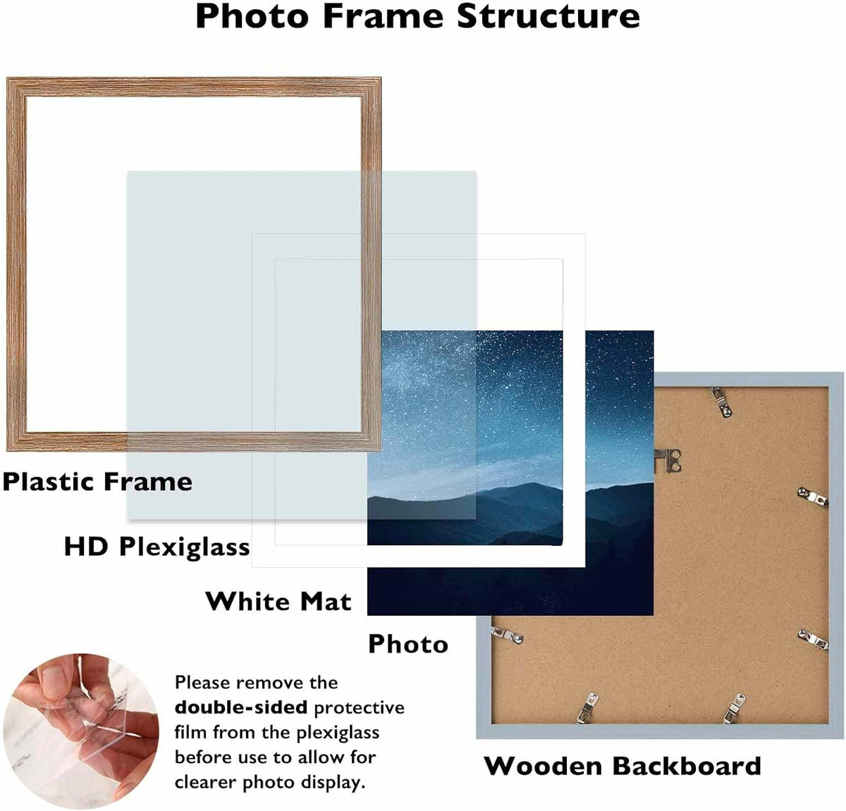 JCJMY 12x12 Picture Frame Set of 2 With 10x10 Mat for 30x30cm Diamond Art Painting, Display Photo 10x10 With Mat or 12x12 Without, Wall Hanging Large Frame With Plexiglass, 2 Pack, Rustic Brown