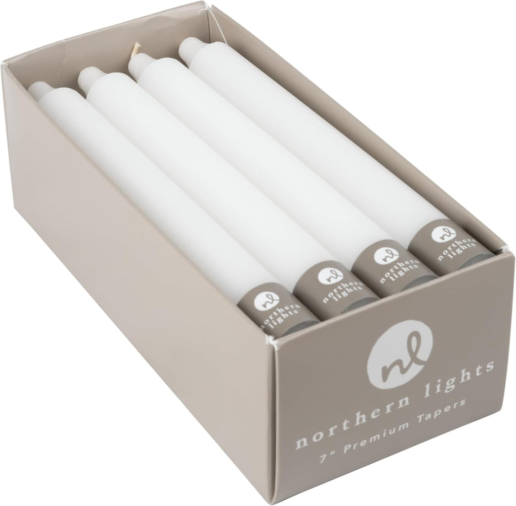 Northern Lights Candles - 7" 12pk Tapers - Pure White - 71724