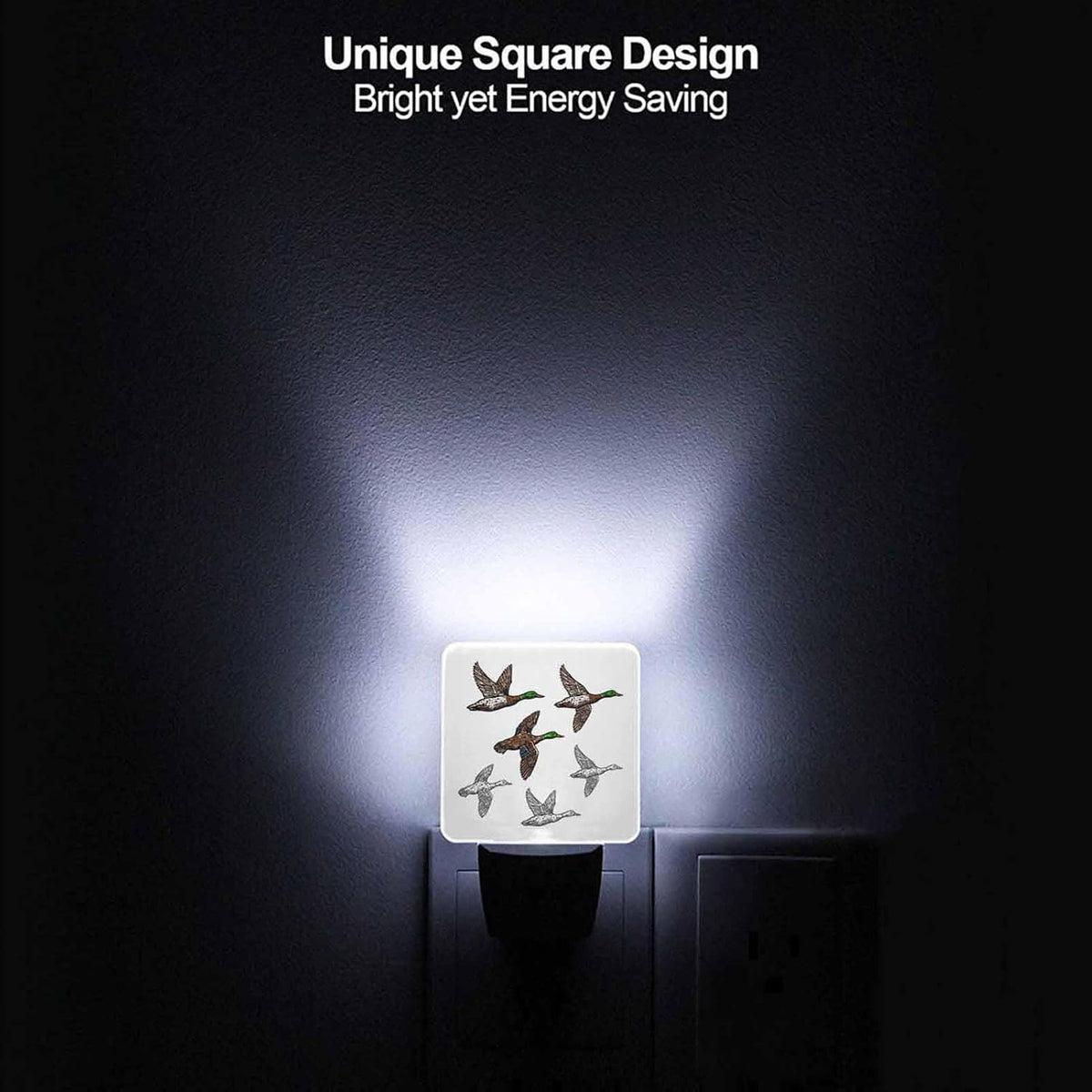 LED Night Light Plug into Wall with Dusk to Dawn Light Sensor White Energy Efficient Duck Mallard Wild Bird Nightlight for Bedroom Bathroom Hallway Living Room Kitchen