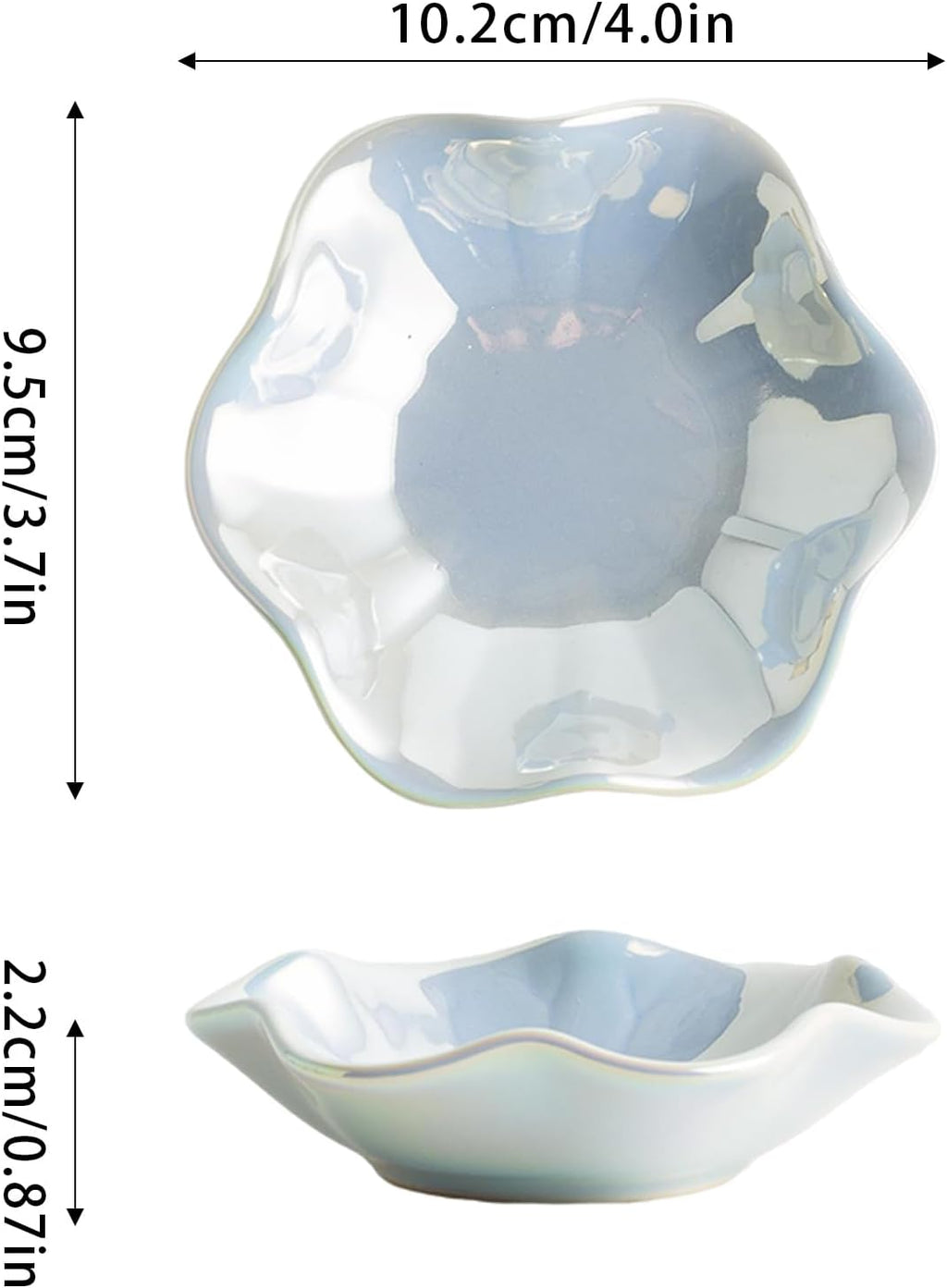 Iridescent Blue Jewelry Dish Tray, Pearlescent Glaze Ring Dish, Ceramic Trinket Tray, Key Bowl, Aesthetic Nightstand Bathroom Room Decor Mothers Day Friendship Christmas Birthday Gifts for Women