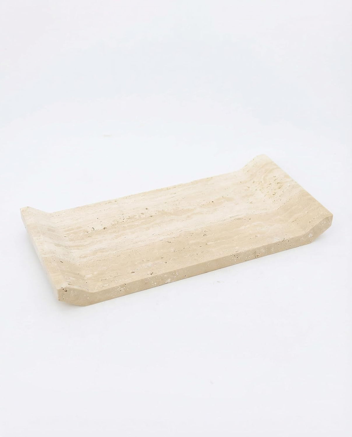 OOBOOB Natural Travertine Marble Tray, Double-Sided Bridge-Shaped Bathroom Tray, Perfume Tray, Multipurpose Perfume Organizer for Home Decor Enthusiasts