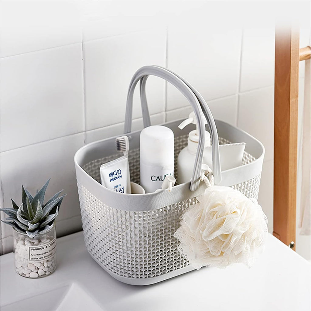 Plastic Portable Shower Caddy Basket, Storage Organizer, Grey, 2 Pack