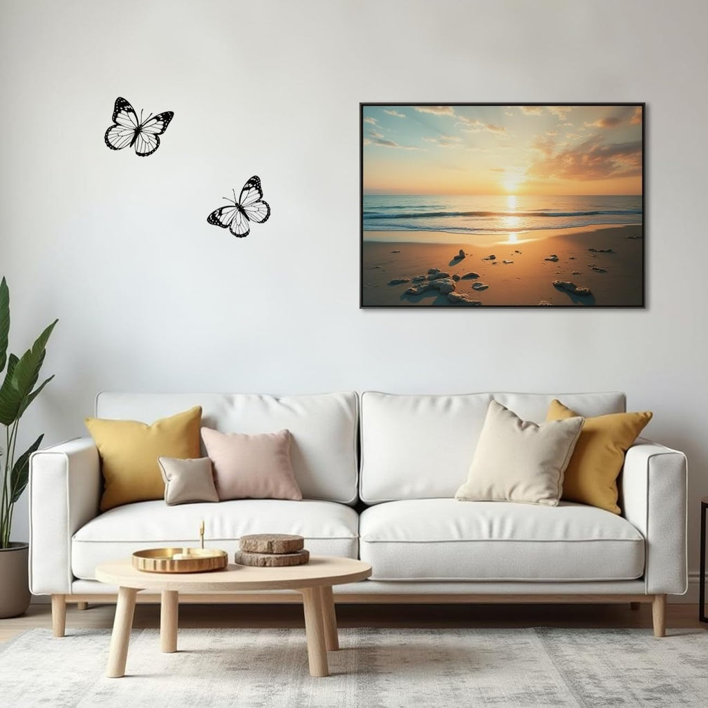 EONBES Black Metal Butterfly Wall Decor Wall Art Wall Sculpture, 3 Pieces