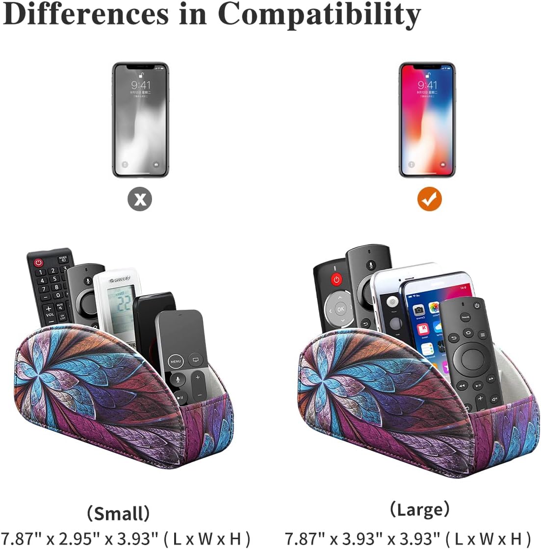 PU Leather Remote Control Holder TV, Remote Caddy for Table 5 Compartments