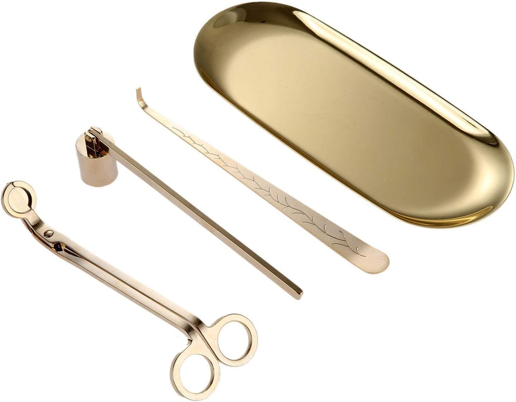 4-in-1 Stainless Steel Candle Care Kit for Candle Lovers, Gold