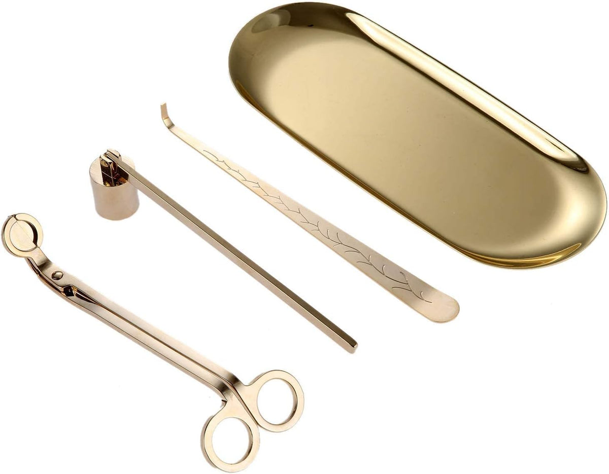 4-in-1 Stainless Steel Candle Care Kit for Candle Lovers, Gold