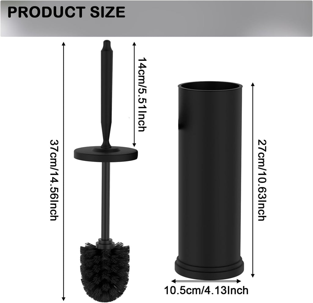 Stainless Steel Toilet Bowl Brush and Holder Set Scrubber Black