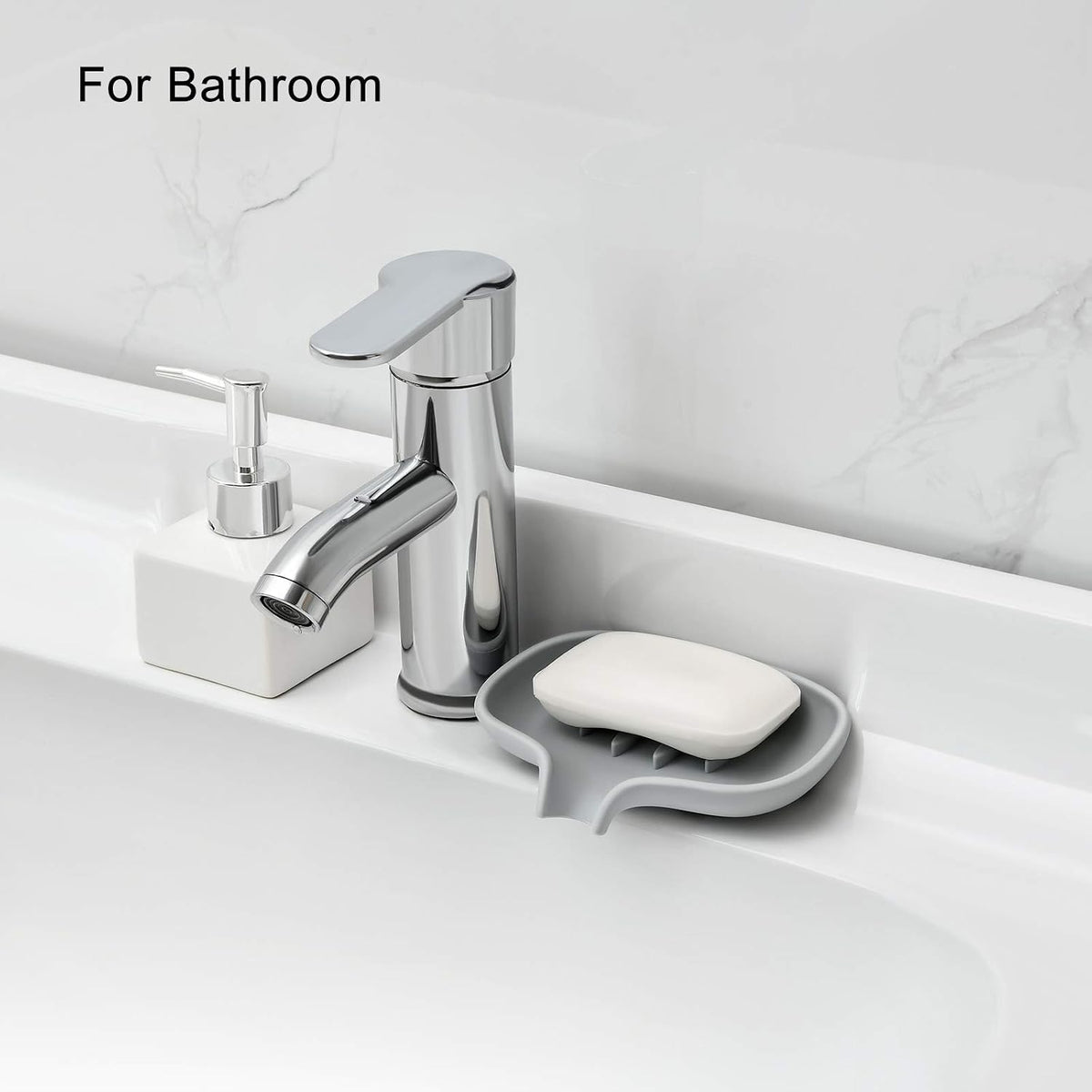 Silicone Soap Dish,Bar Soap Holder for Shower,2 Pack White+Grey